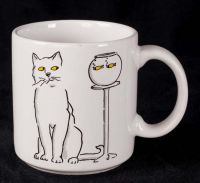 Studio Q See Food Cat Fish Bowl Coffee Mug